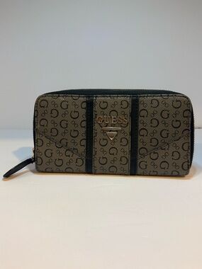 Stylish GUESS monogram zip-around wallet 🤎✨